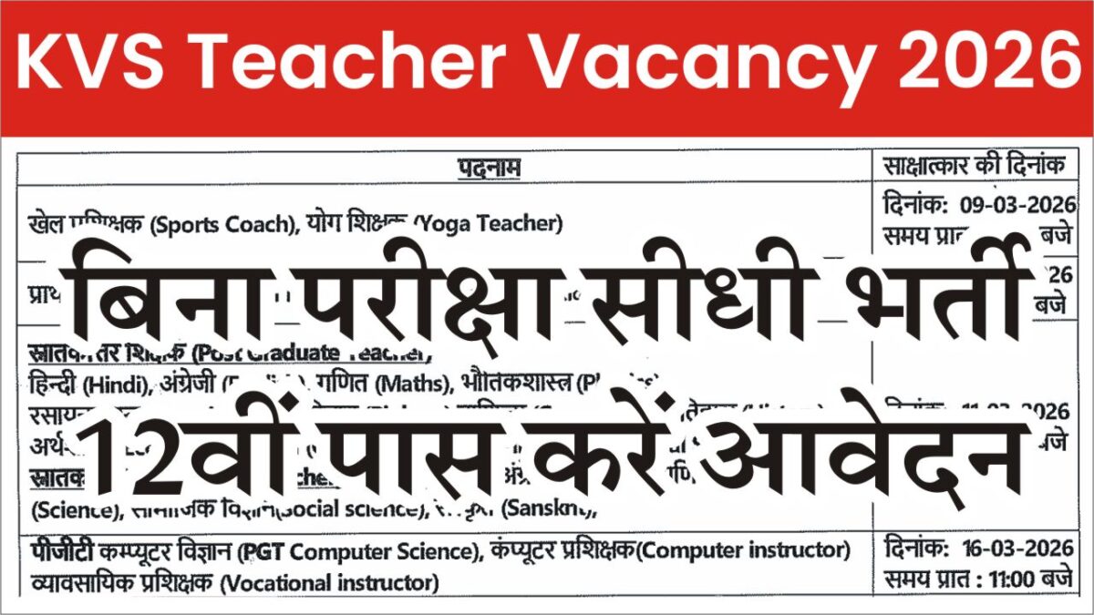 KVS Teacher Vacancy 2026