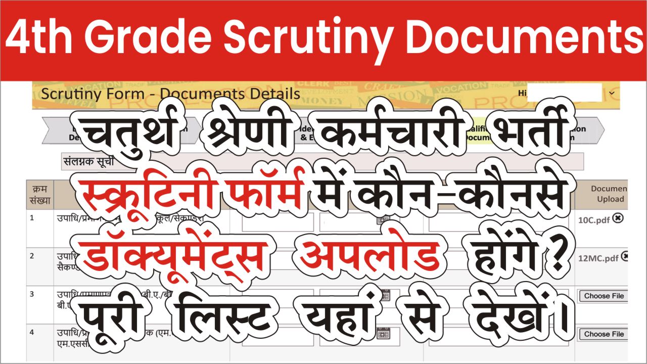 Rajasthan 4th Grade Scrutiny Documents List 2026