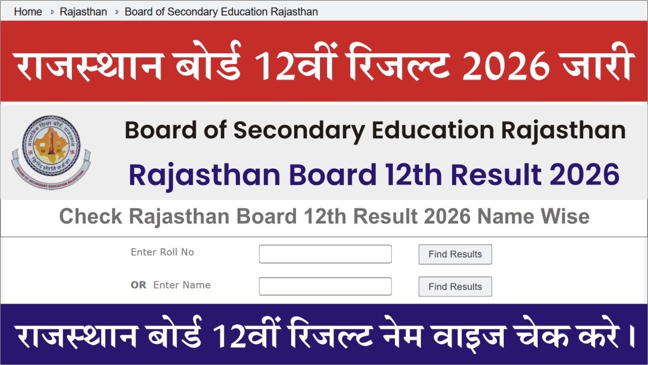 Rajasthan Board 12th Result 2026