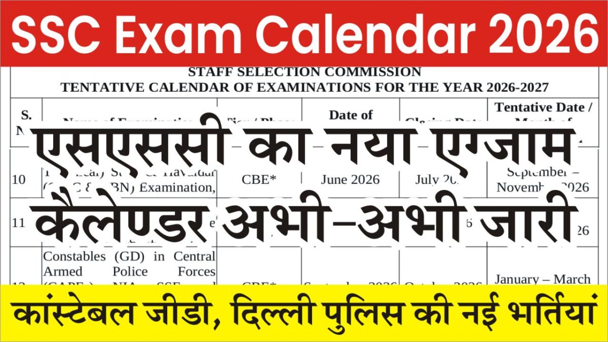 SSC Exam Calendar 2026