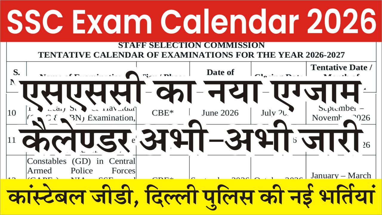 SSC Exam Calendar 2026